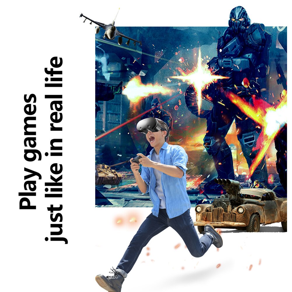 VRG Pro X7 3D VR Headset Virtual Reality Glasses Helmet with Controller Headset Smart Glasses Helmet for Smartphones with Driver