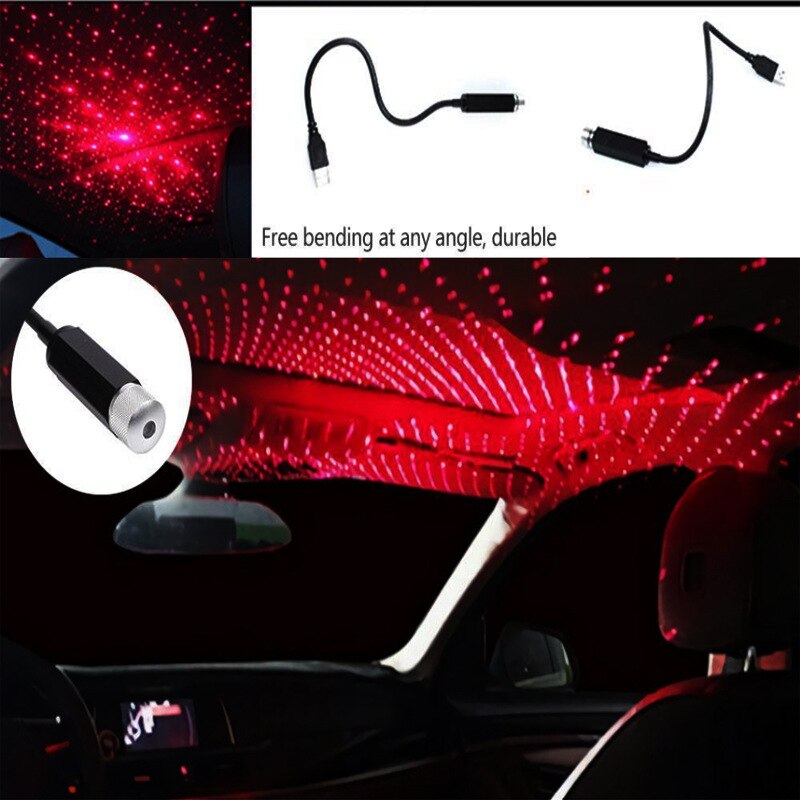 Car USB Ambient Light, Car Roof Interior Decoration Light, Multi-Effect Adjustable Portable Projection Light