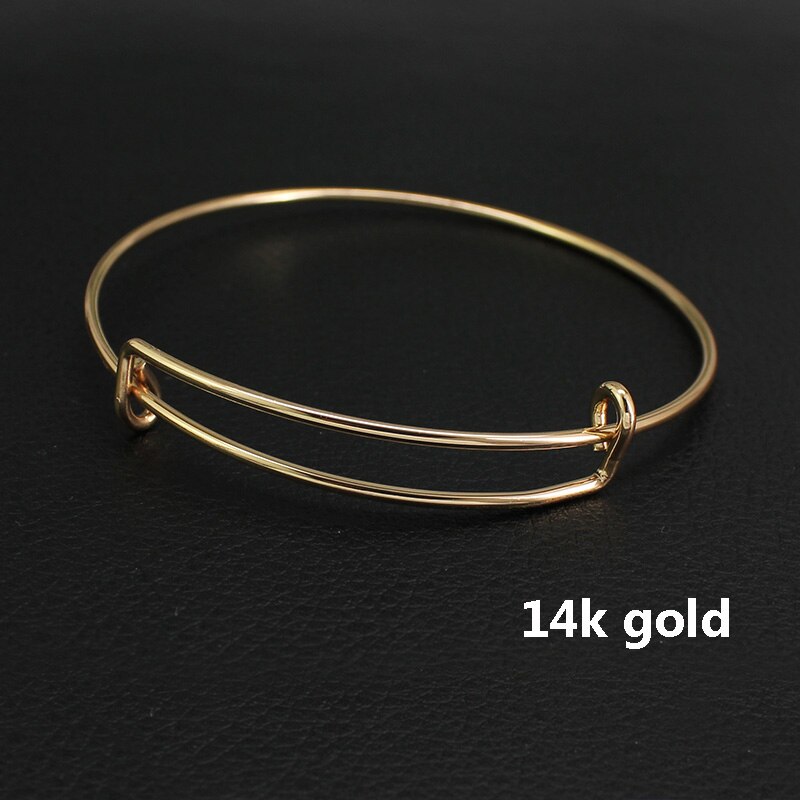 Charming Expandable Bangle Bracelet DIY Charm Wire Adjustable Bangle Women Adult 10Pcs Lot Gold Silver Color: 14k gold