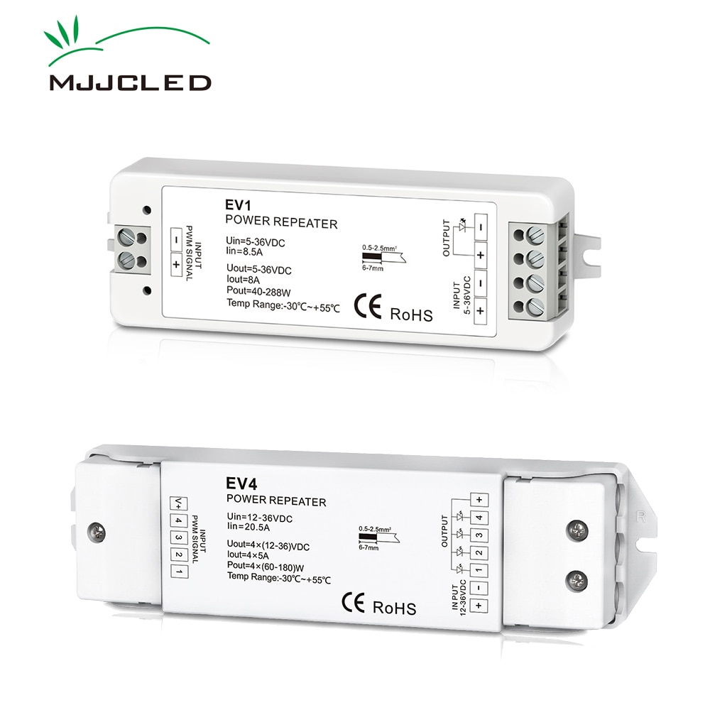 AMPLIFICADOR DE POTENCIA RGBW RGB, repetidor de 5V, 12V, 24V, 36V, EV3, EV1, EV4, PWM, 5A, 6A, 8A, DC, de un solo Color, CT, para lámparas de tiras LED