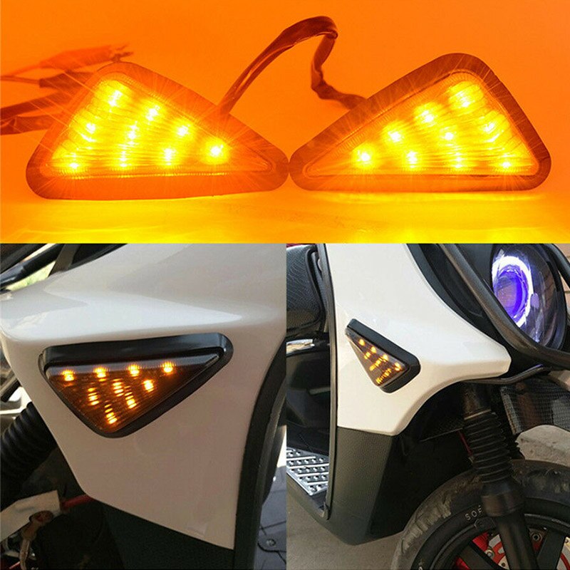 2pcs Smoke Triangle Flush Mount LED Waterproof Warning Signal light Turn Signals Blinker Turning Light for Motorcycle Motorbike