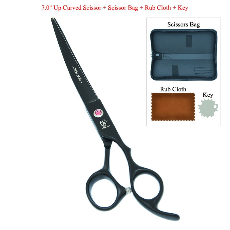 7.0" Japanese Steel Dog Grooming Scissors Curved Cutting Shears 40% Cut Rate Thinning Tesouras Pet Suppliers B0033A: B0033A-06-70
