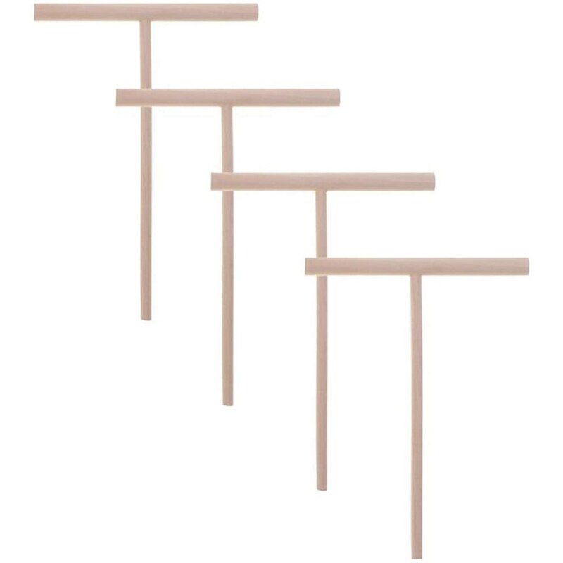 Crepé en forma de T para hacer tortitas, distribuidor de madera, Palo, herramientas de crepé de madera, esparcidores de crepé para hacer Crepes, 4 Uds.