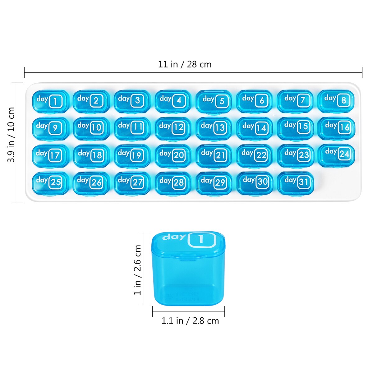 Medicine Tablet Storage Dispenser Monthly Pill Box 1PC Pill Box Organiser Small One Month 31 Day for Travel Business Daily Use