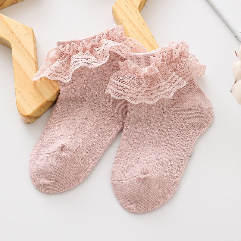 Zomer Babysokjes Leuke Kant Pasgeboren Baby Meisje Prinses Sokken Peuter Baby Ruche Korte Sokken: pink / 1-3 Years