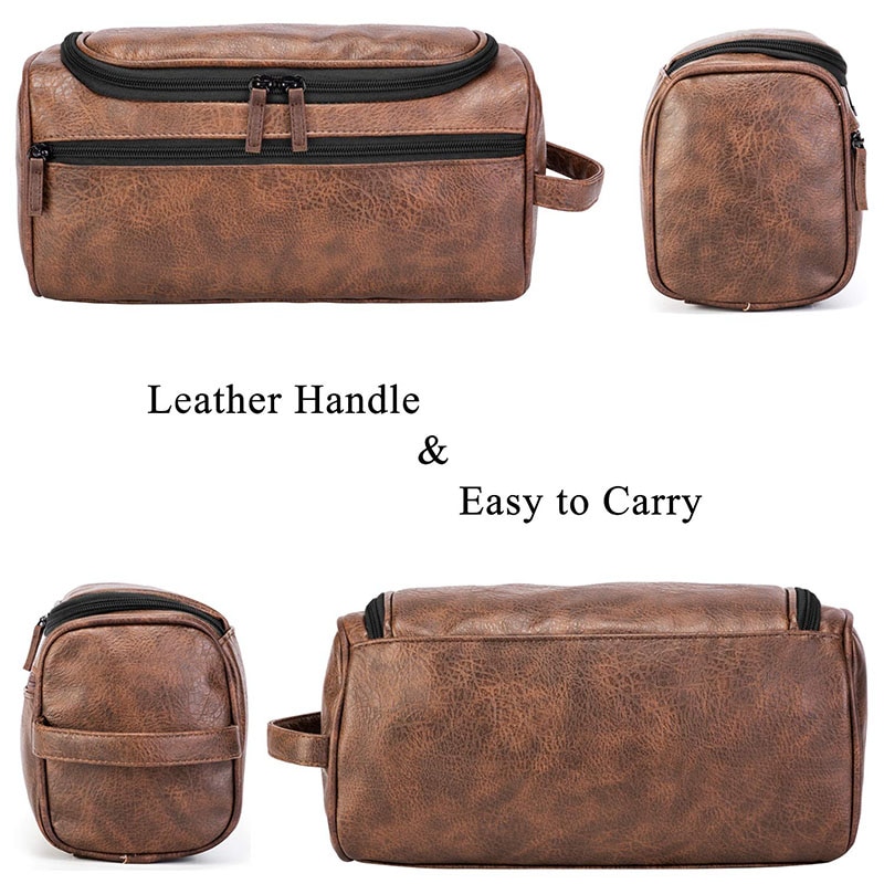 Genuine Leather Dopp Kit - Travel Toiletry Bag Organizer For Men & Women