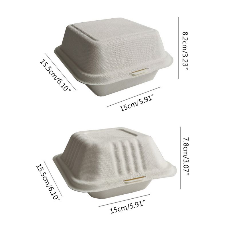 50Pcs/bag Disposable Takeout Food Containers Degradable Cake Hamburger Holder