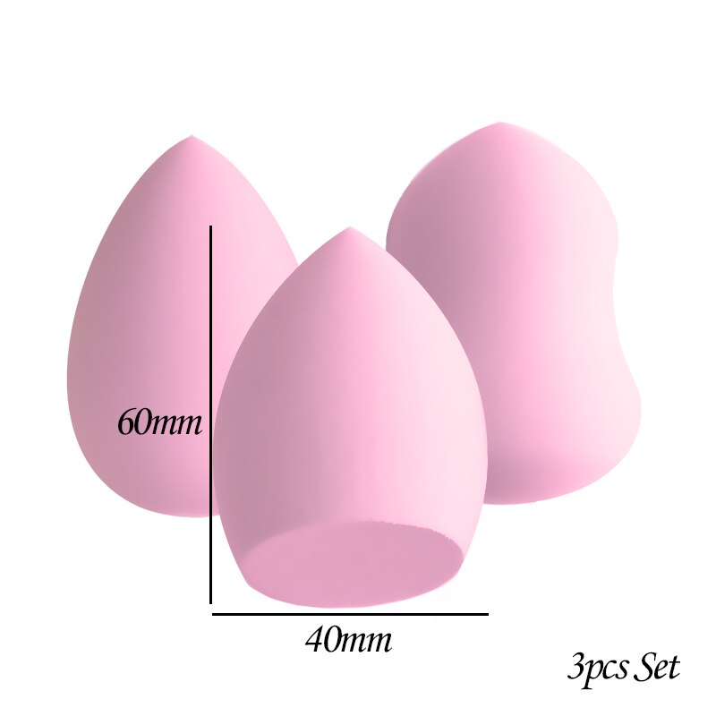3pc maquillage éponge cosmétiques bouffée mélangeur ensemble Puf maquillage éponge pour maquillage visage poudre liquide fond de teint Puf pour directe: 3pcs Pink Set