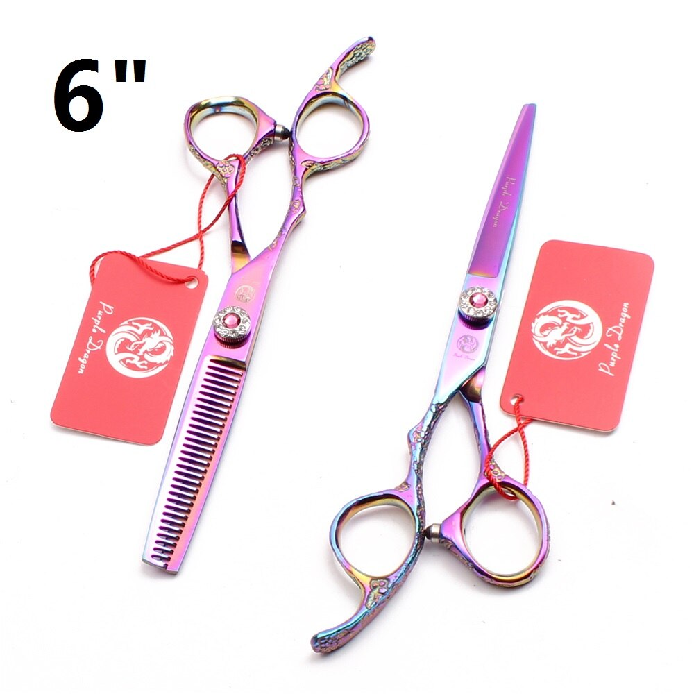 Y8212 5.5 " 6 " venstrehånds saks hår frisør frisør salon sakse klipning sakse sæt: 6 tommer farverig s