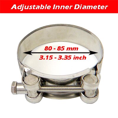 Abrazadera Universal para tubo de escape de Carmon, de acero inoxidable 304, para automóvil, motocicleta, silenciador extensible: 80-85mm 3.15-3.35in