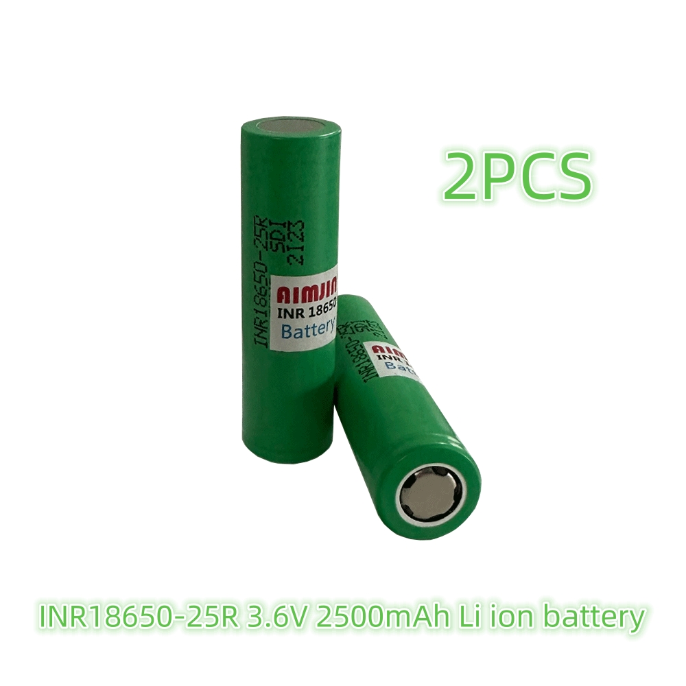 3.6V 2500mAh 18650 Battery For Samsung INR 18650 25R Lithium Lon Battery Replacement External Battery: Gold