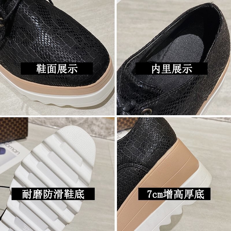 Dames plateauschoenen pu gevulkaniseerde schoenen veterschoenen creeper retro slangenpatroon lichtgekleurde zool casual schoenen