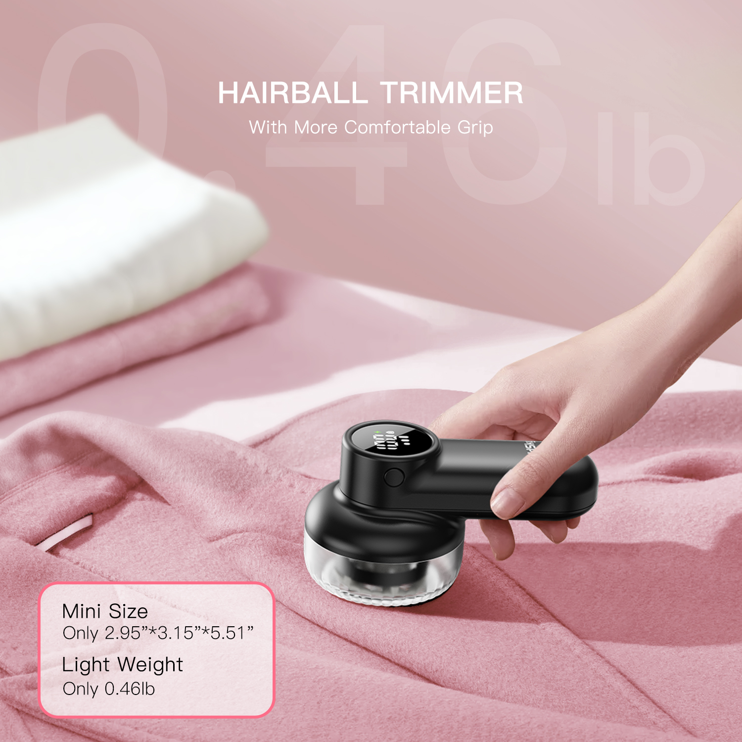 coldSky Rechargeable Lint Shaver with Digital Display Fabric Shaver Sweater Shaver 3-Speeds with 6-Leaf Blades for Clothes Sofa