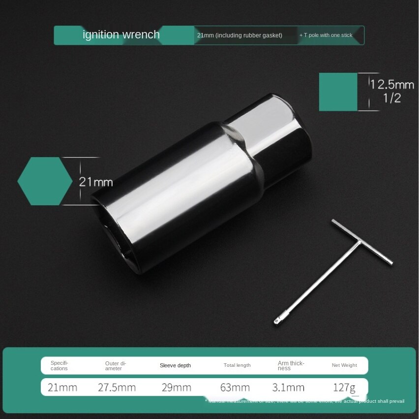 16mm 21mm bougie prise clé à douille tête outils à main universel intérieur hexagone clé Allen tête Auto réparation trop jeu de clés: A 21mm