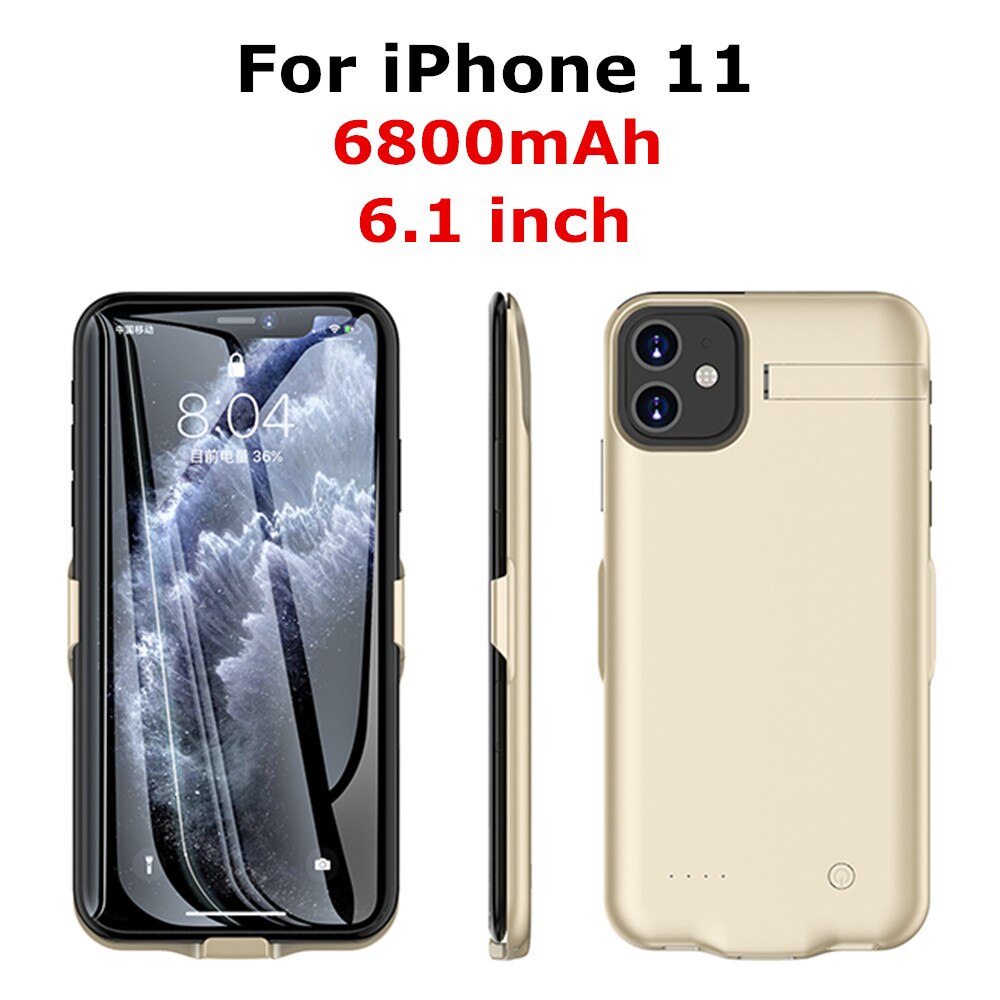 Ultra Slim Powerbank Case Voor iPhone 11 Pro Battery Case Backup Power Bank Batterij Oplader Voor iphone 11 Pro max Power Case: Gold for iPhone 11