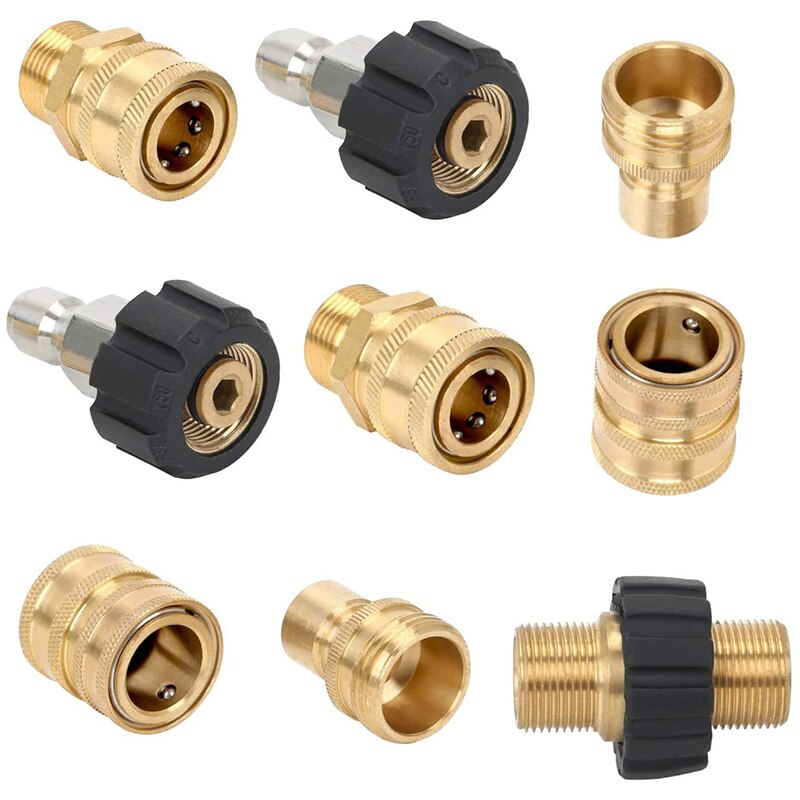 Pressure Washer Adapter Kit Quick Disconnect Kit M22 14mm Rotation to 3/8 Inch Quick Connect, 3/4 Inch Quick Disconnect
