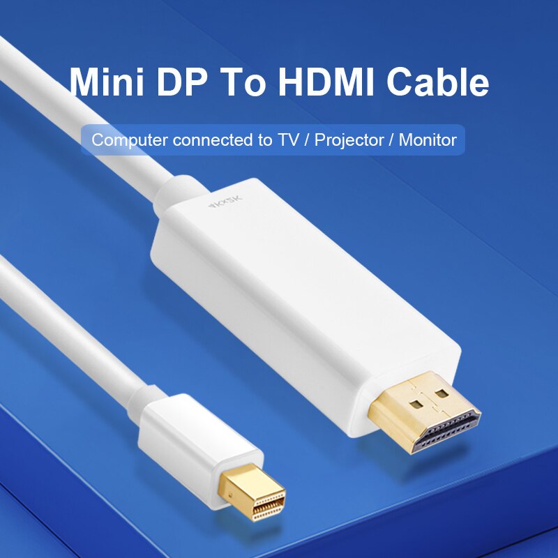 Mini DP to HDMI Cable Adapter 1080P 4k Thunderbolt HDMI Converter For Macbook Pro Air Mini Displayport to HDMI Adapter 1.8M