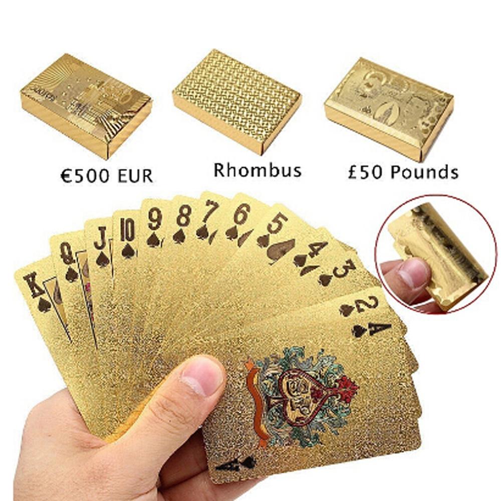 24K Gouden Folie Speelkaarten Poker Game Dek Goudfolie Poker Set Plastic Magic Card Waterdicht Kaarten Magic Entertainment