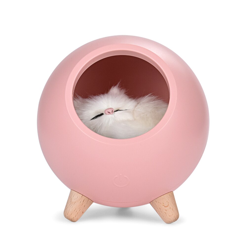 House Touch oscuramento simpatico gattino luce notturna per bambini camera da letto per bambini comodino lampada di ricarica regalo creativo gatti atmosfera domestica Decor: Pink