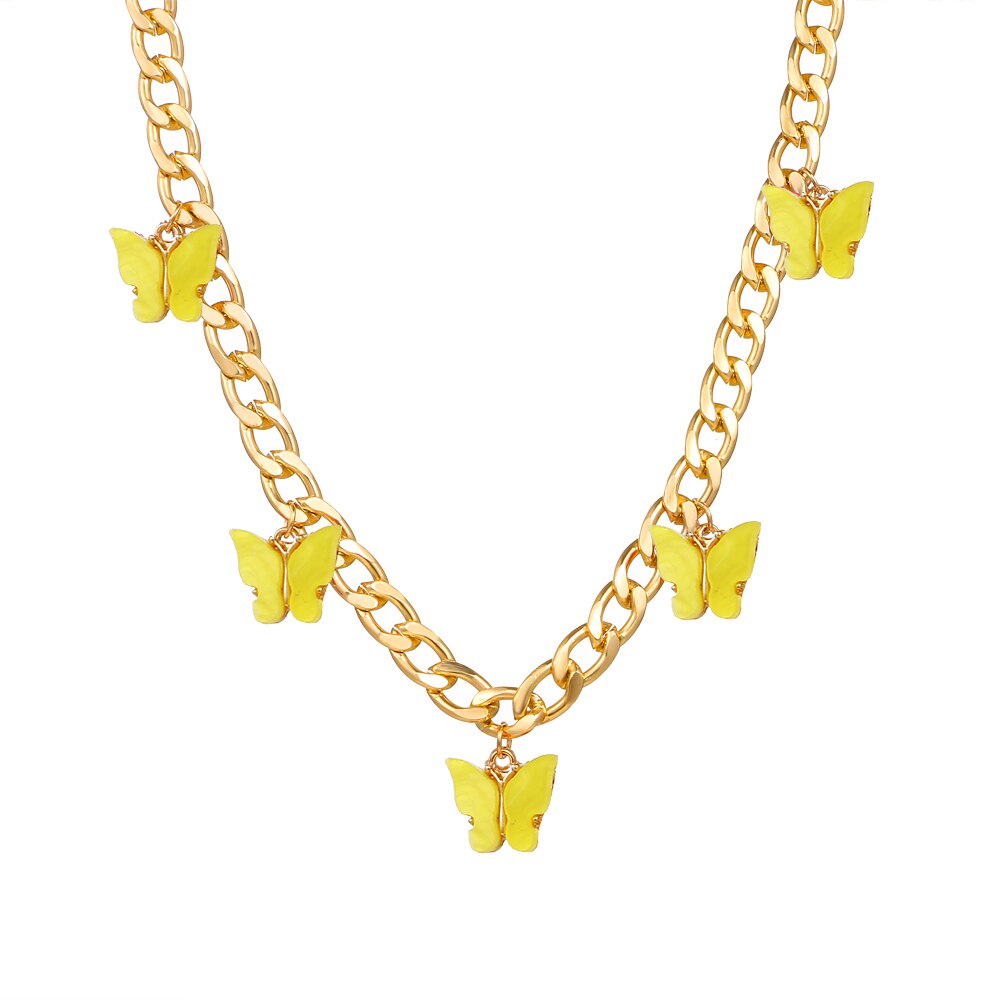 FNIO Butterfly Neck Pendants Women&#39;s Choker Gold Color Necklace On The Neck Chain Chocker Punk Jewelry Kpop Collar For Girl: FN11-1317-01