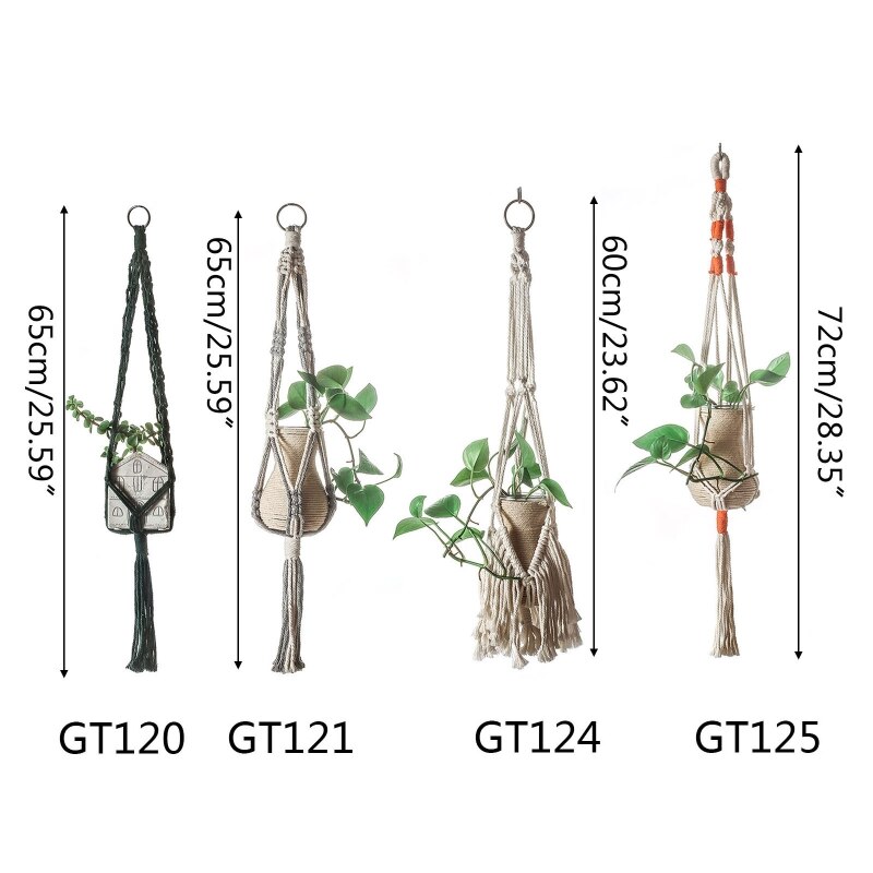 Handwoven Macrame Plant Hanger Indoor Hanging Planter Basket Flower Pot Holder K43D