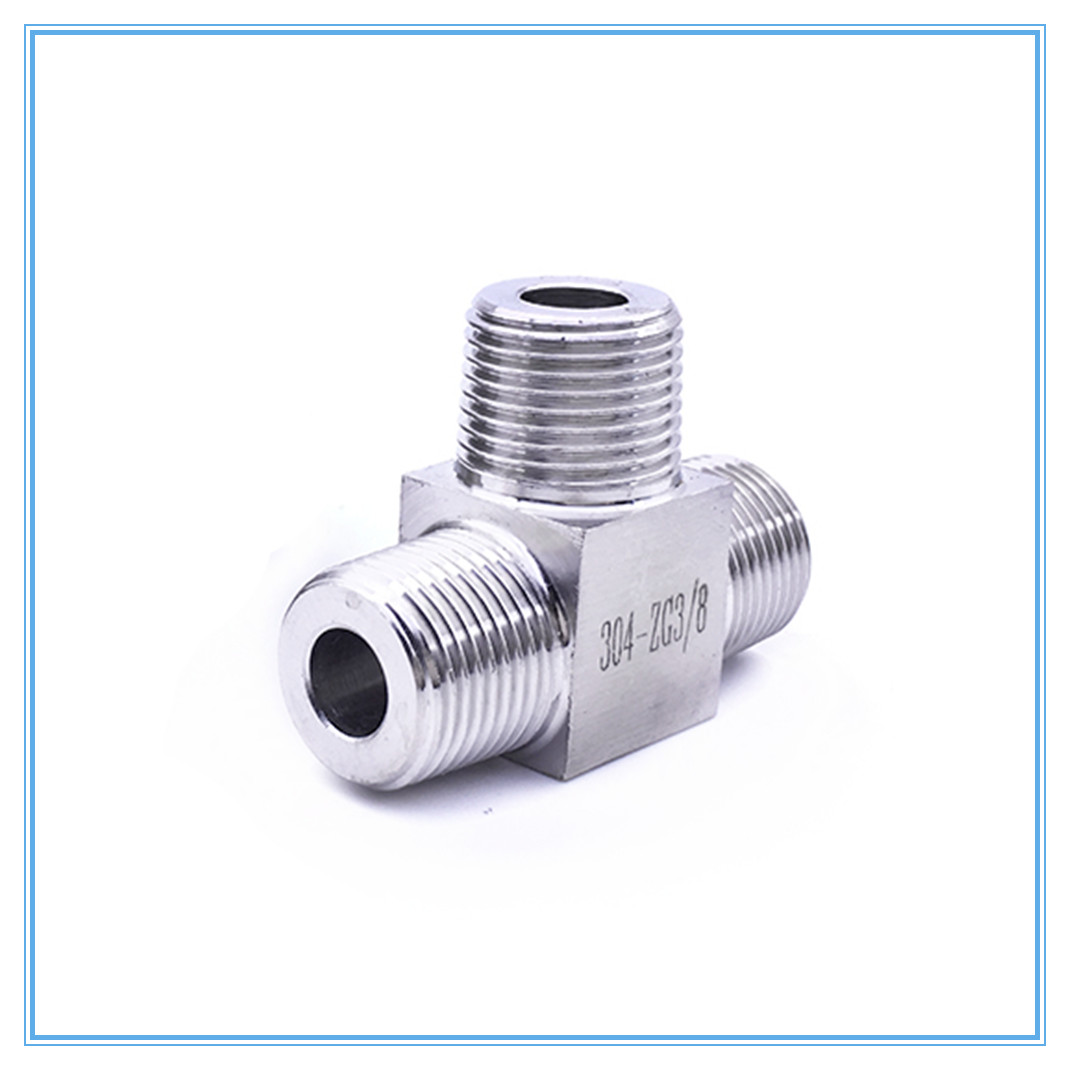 T Type conversion high pressure Fittings 1/8" 1/4" 3/8" 1/2" Male Tee 3 Way Pipe Fitting 304 Stainless Steel Water Gas Oil