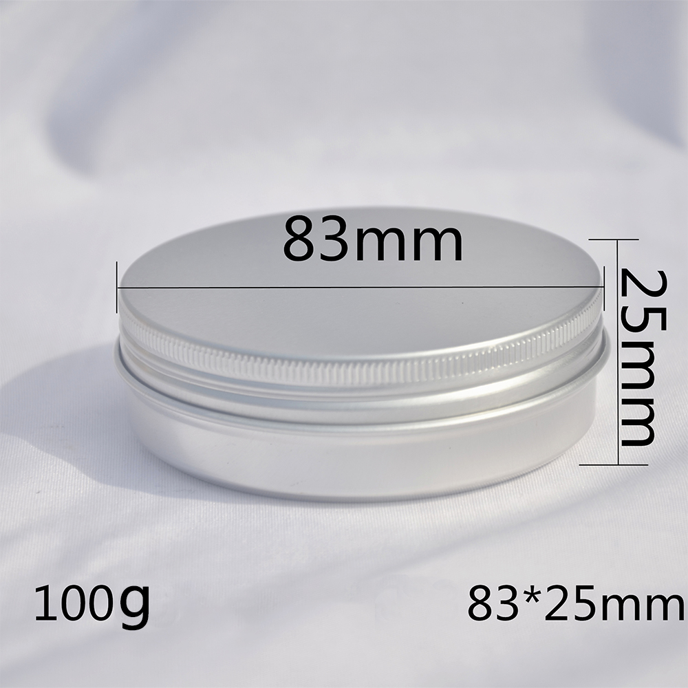 Boîte ronde vide en aluminium Portable, boîtes en métal et étain, bricolage crème argent, boîtier en aluminium, 5/10/15/20/30/50/60/80/100/110/150/200g