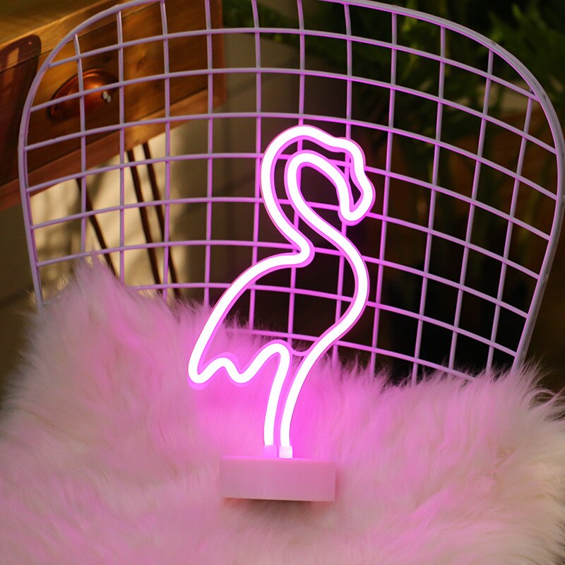 Neon Christmas Tree LED Xmas Home Decor Neon Sign Lamp Rainbow Flamingo Table Bedside Light USB / Battery Power: Flamingo