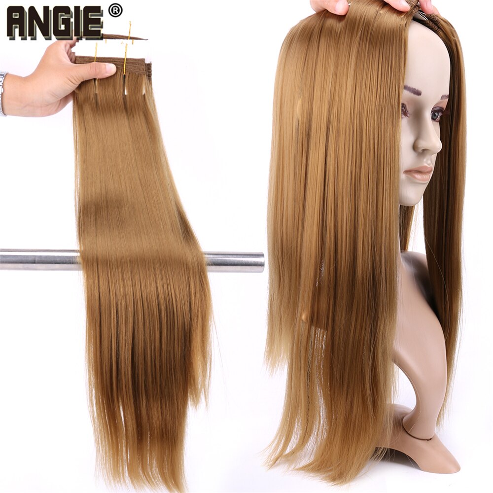 Angie-tissage synthétique lisse, soyeux, Extensions pour femmes, 8 à 20 pouces, mèche en Fiber