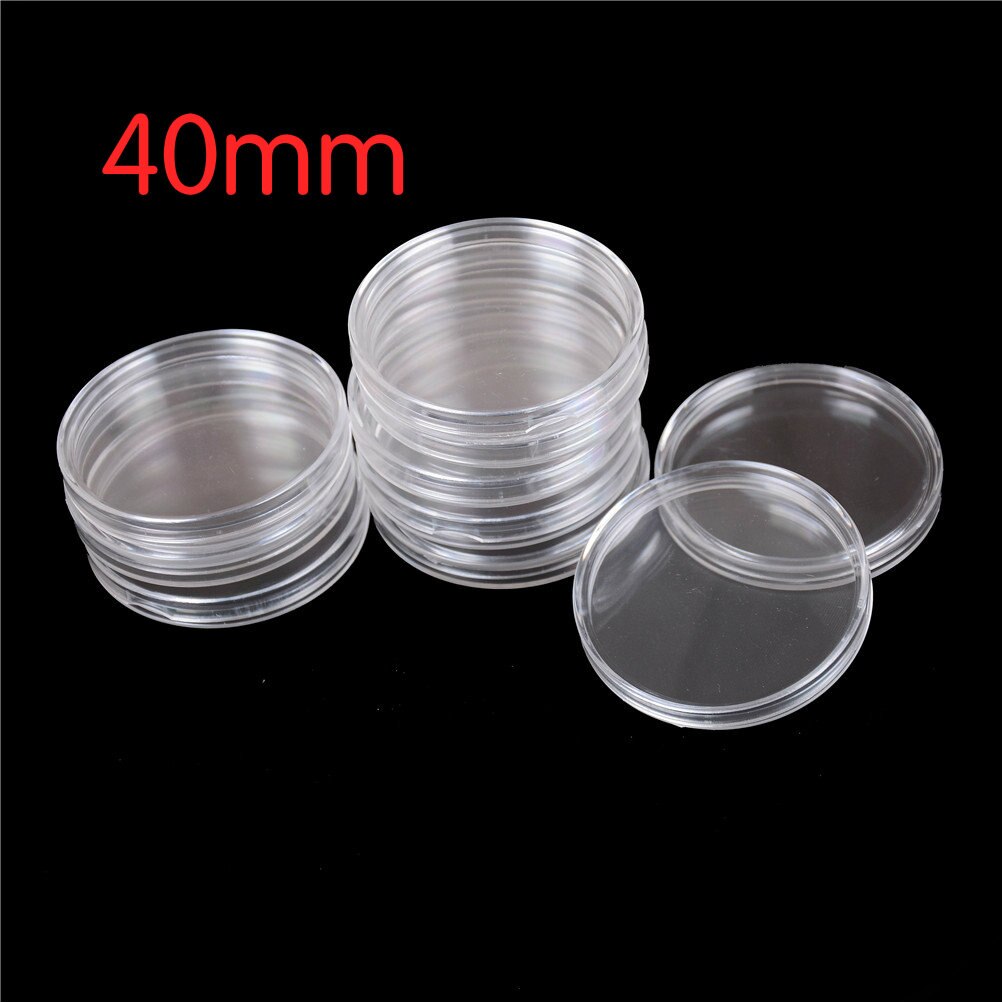 10Pcs/Lot Boxed Coin Capsules Coin Case Transparent Color 18/27/30/32/35/40mm MagiDeal: 40mm