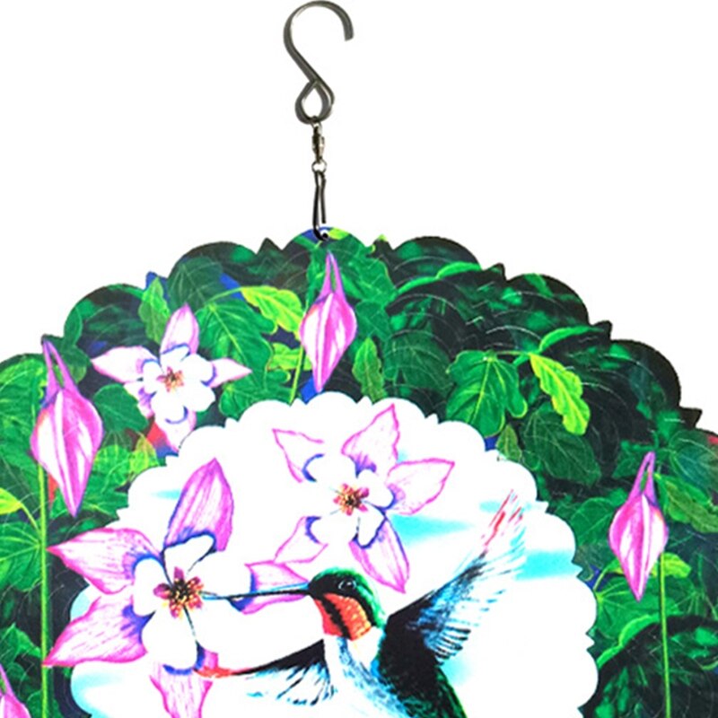 Hummingbird Wind Spinner 3D Metal Sculptures Kinetic Hanging Whirligig Windmill Patio Lawn Crafts Ornaments Yard Art Garden Dec