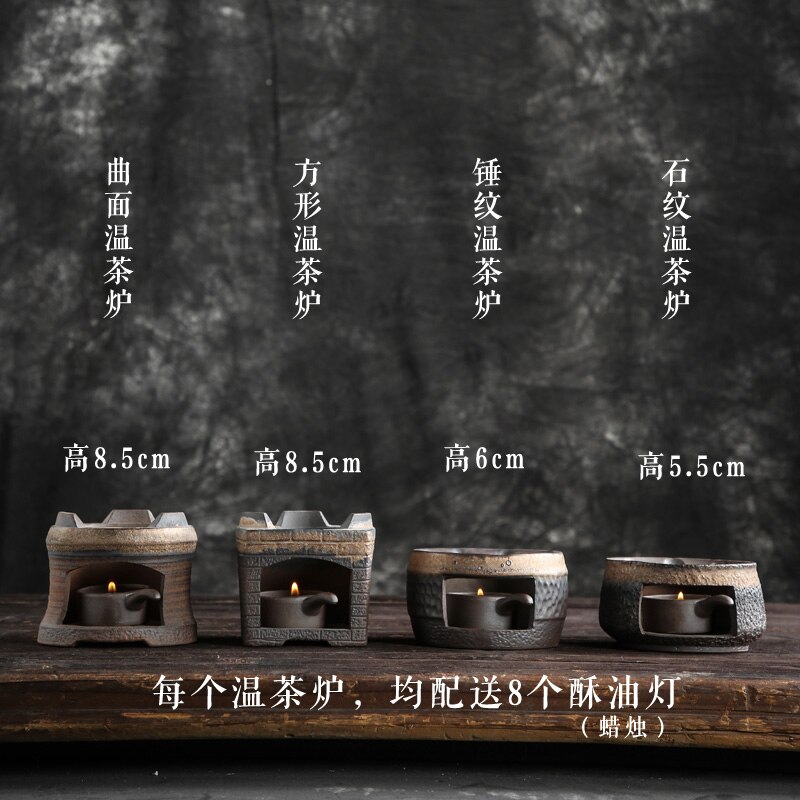 Stoneware Candle Tea Boiling Tea Warmer Handmade Retro Tea Brewing Warm Tea Stove Heating Teapot Thermal Insulation Base