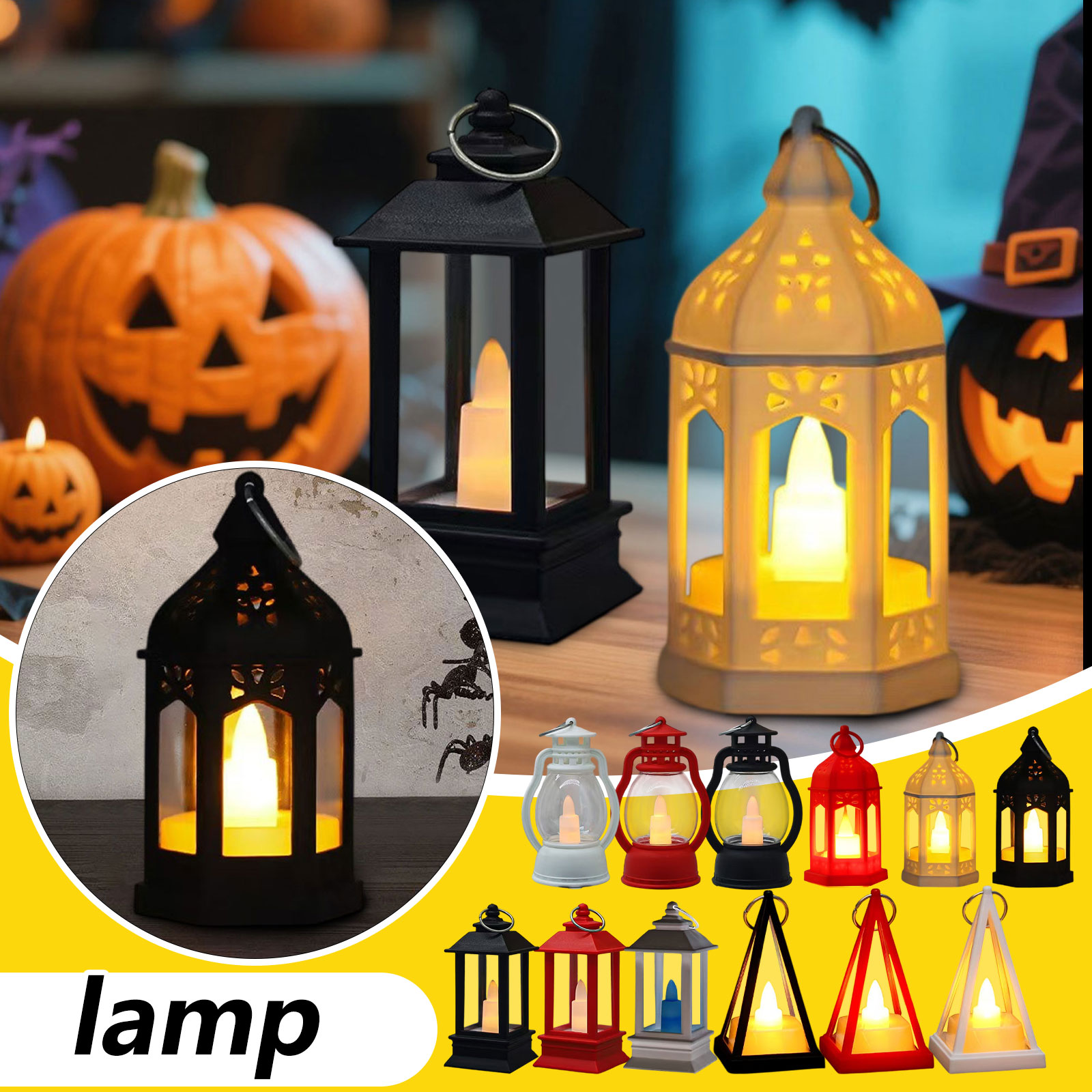 Halloween Christmas Candle Lamp - Electronic Candle LED Light Retro Pony- Lantern- Portable Bar Festival Atmosphere Lig