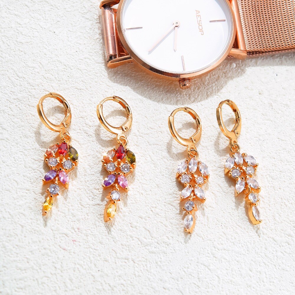 Copper Earring Jackets Flower Cluster Mosaic White/Colour Cubic Zirconia Women's Earring Jewelry EZ019