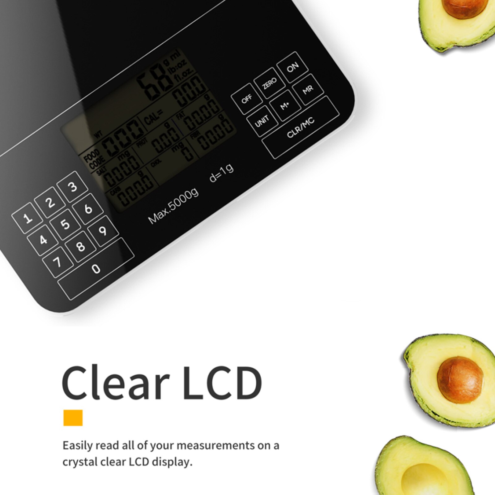 Digital Kitchen Scale Nutrition Scale Smart Food Scale Calories Protein Carbohydrate Grams Ounces for Baking Cooking