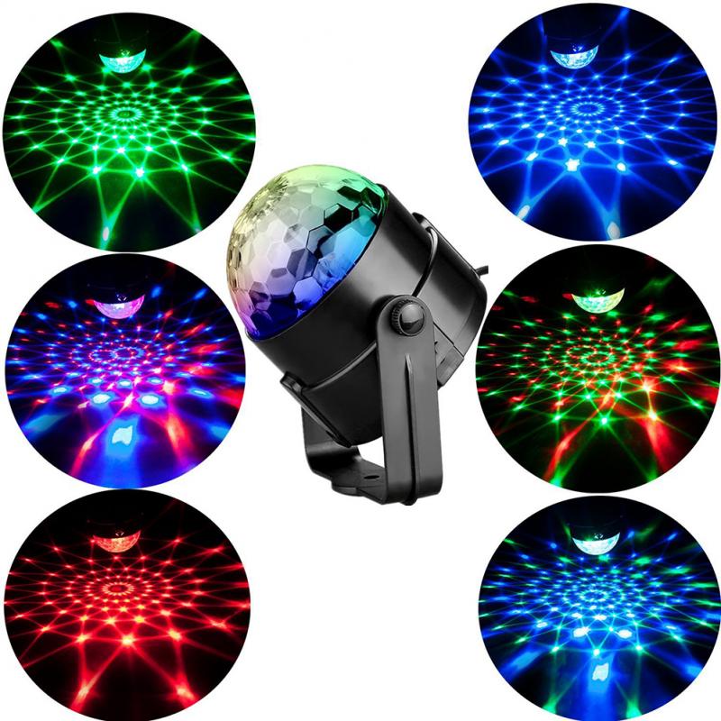 7 couleurs éclairage de scène 3W son activé fête lumières famille Portable Dj lumières USB Rechargeable Bar Club Disco lumières