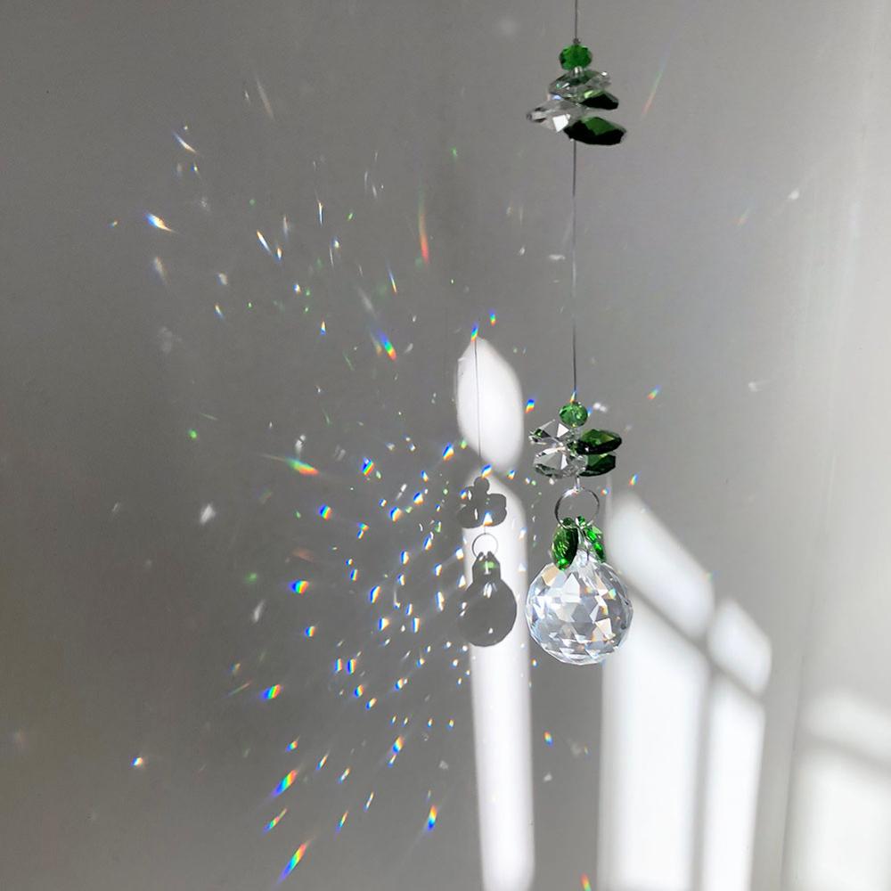 Green Crystal Suncatcher Rainbow Collection Window Sun Catcher Ornament Handcrafted For Family,Christmas