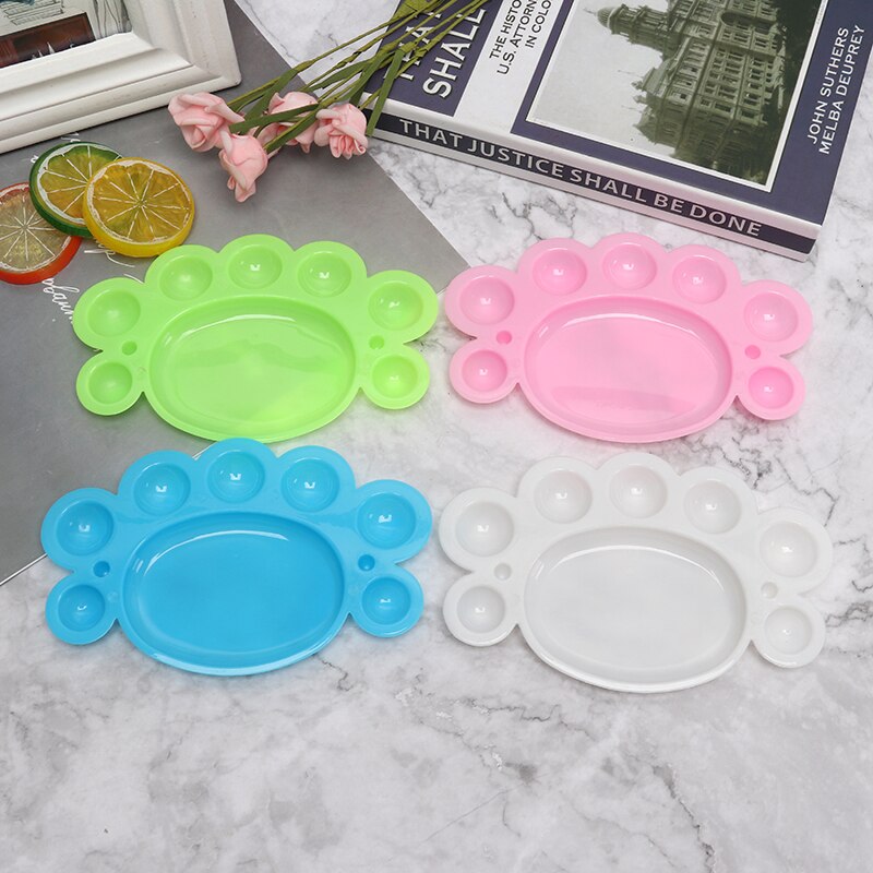 2pcs Footprint Shape Plastic Palette Art Paint Plastic Drawing Tray Color Palette For Oil Watercolour White Painting Pallet