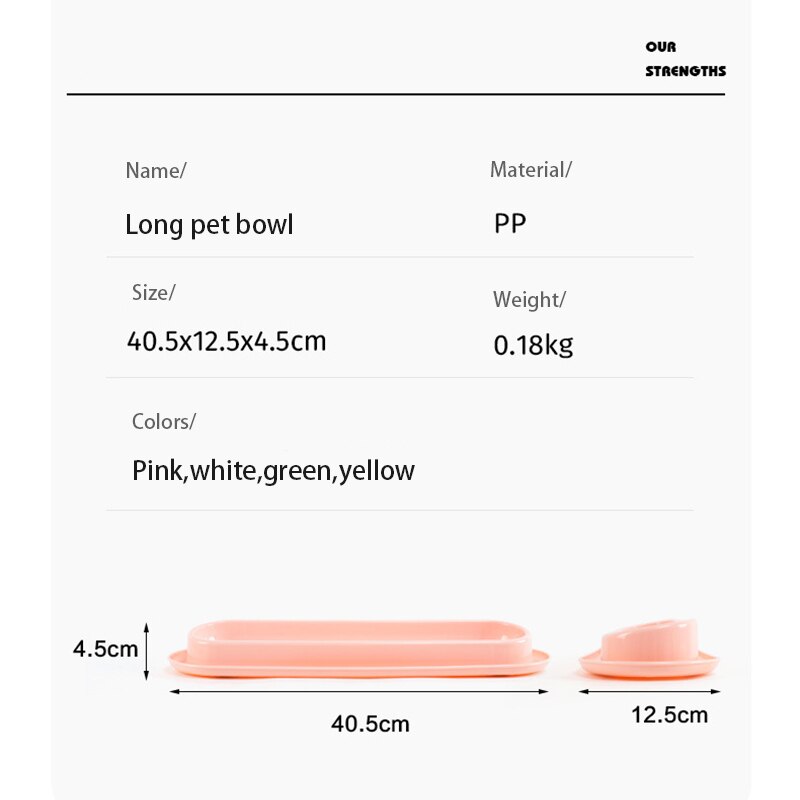 Long Pet Cat Bowl 40cm Upgraded Multi-cats Feeding at Same Time Food Milk Feeding Dish Plastic Anti-slip Bowl for Cat Kitten