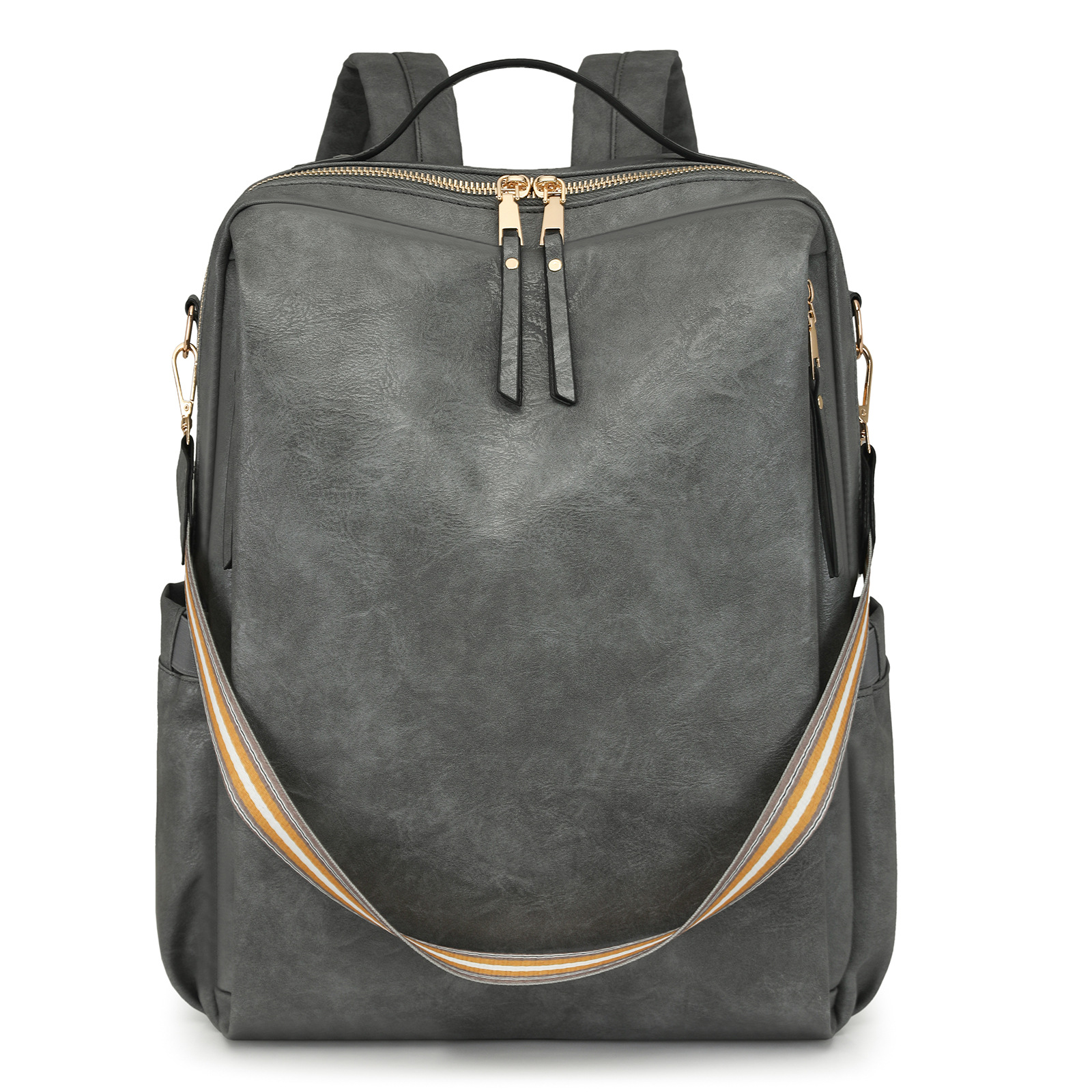 Bestseller! Vintage PU-leren rugzak voor dames - Retro schoudertas met meerdere zakken, laptophoes en verstelbare bandjes: Bruin