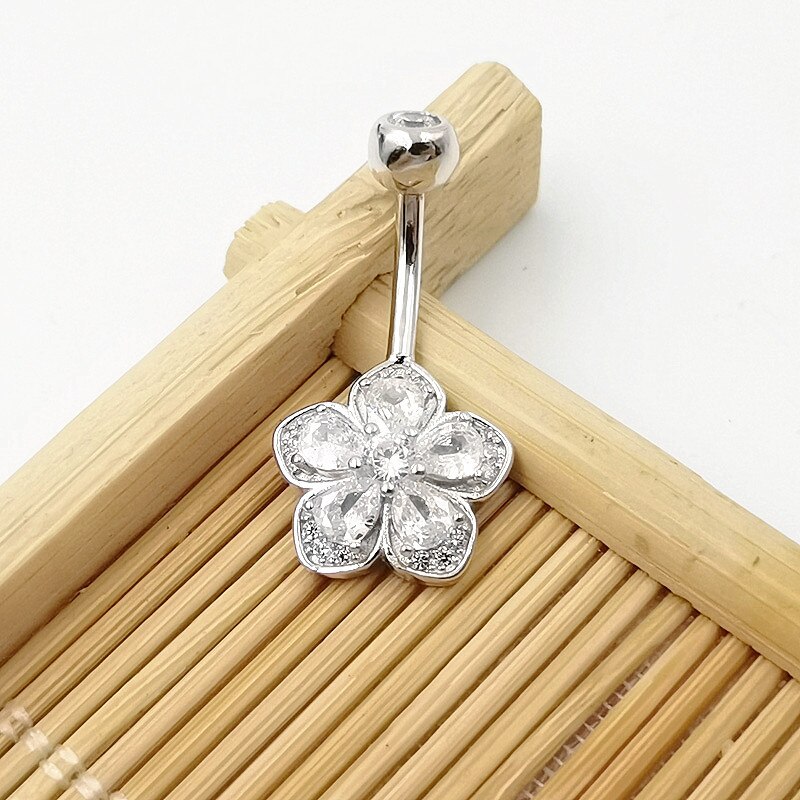 Bloem Navel Navel Piercing Ringen Bulk 925 Sterling Silver Body Sieraden Voor Vrouwen Fijne Zomer Accessoires Romantische