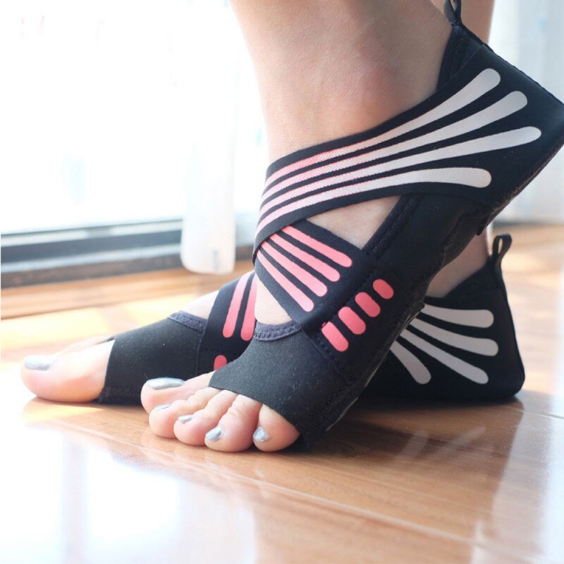 Anti-slip Fitness Dance Pilates Socks Yoga Shoes Indoor Yoga Sock Five Toe Backless Fitness Ballet Ladies Socks