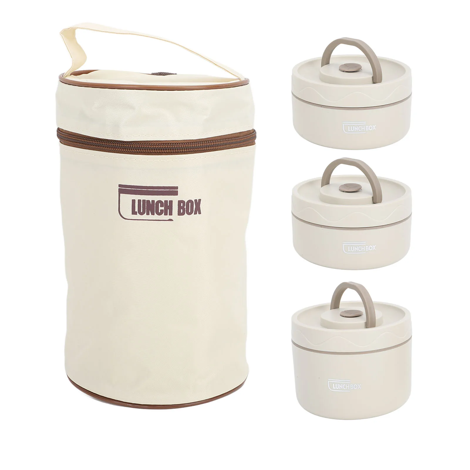 Stainless Steel 304 Sealed Multifunction Portable Round Heat Box Insulated Lunch Box Bento with Thermal Bag: Silver