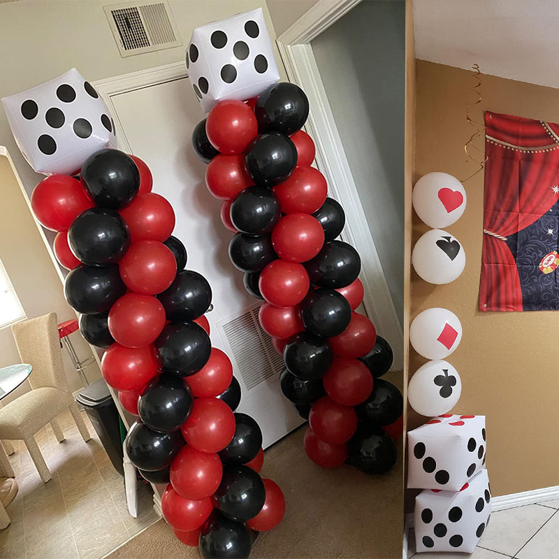 Décor de fête à thème de Casino pour adultes, ballon de fête d&#39;anniversaire, nappe de Poker, bannière d&#39;anniversaire, fournitures de fête de Las Vegas