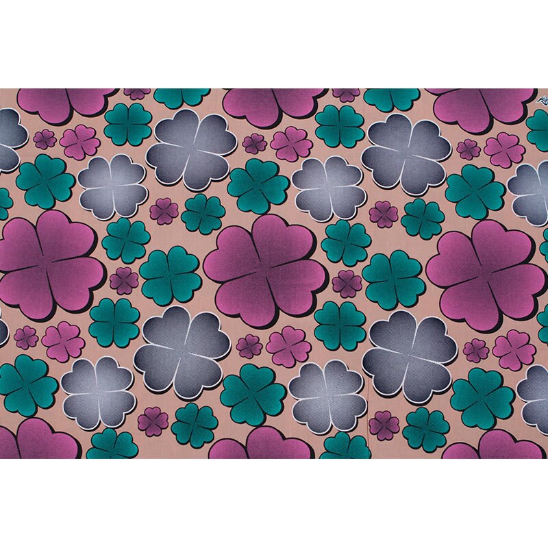 Afrikaanse Stof Puur Katoen Vier Klavertje Print Stof Voor Vrouwen Jurk Wax