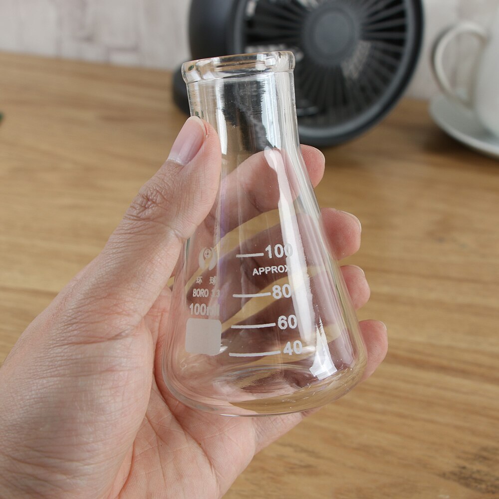 250/500/100 Ml Glazen Zware Muur Smalle Mond Erlenmeyer Kolven Met Zware Velg Voor Lab Chemische Apparatuur