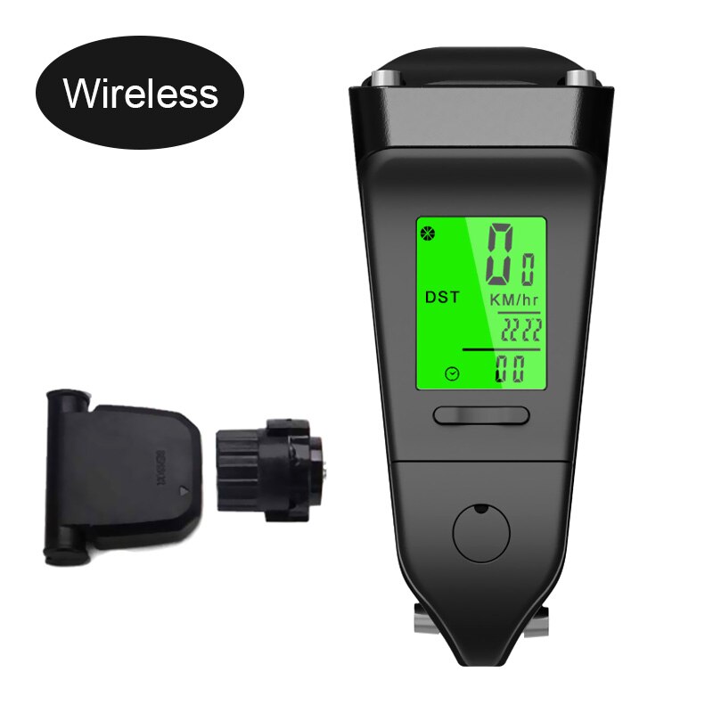 2 in 1 cykelcomputer frempind stigning baggrundsbelysning cykel stopur styr vandtæt speedometer mtb kode bord cykel kilometertæller: Trådløs type