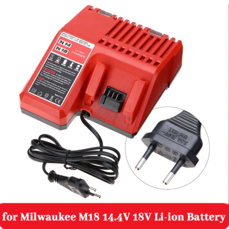 For Milwaukee M18 Power Tool Battery, Charger, BR, XC, 18V, 12800mAh M18B5, 48-11-1860, Built-in 18650 Battery: green