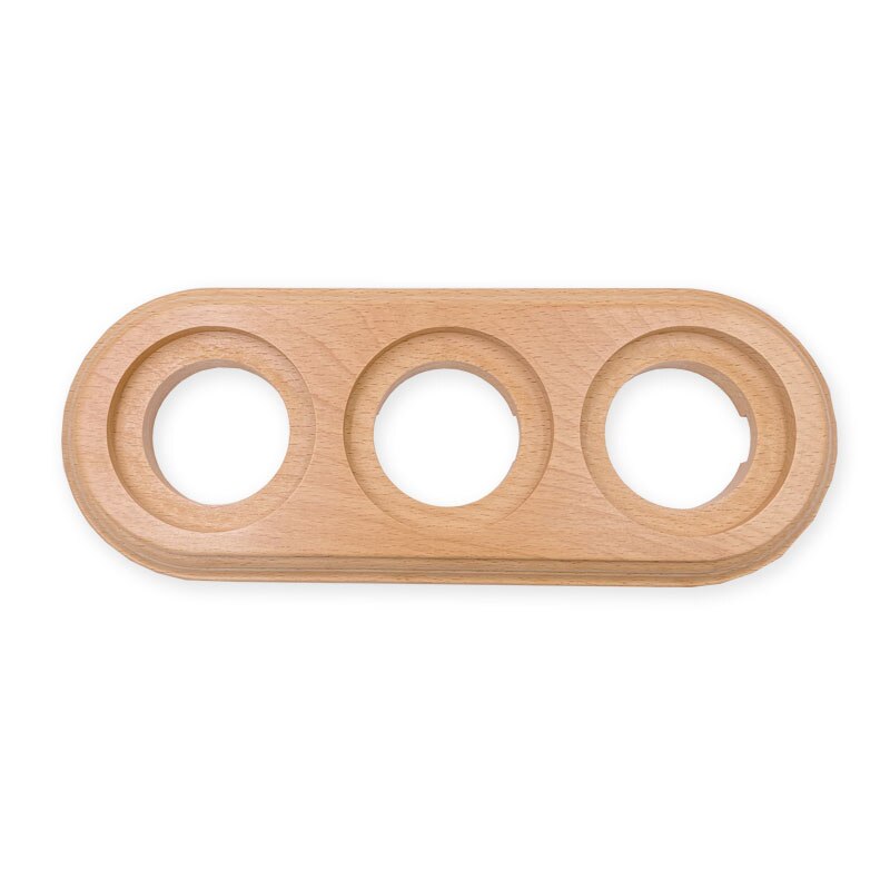 Switch Accessories Wooden Base Round Hole Diameter 72 mm Retro Switch Socket Wooden Base Brown Primary Wood Color: 3-Gang Light Color