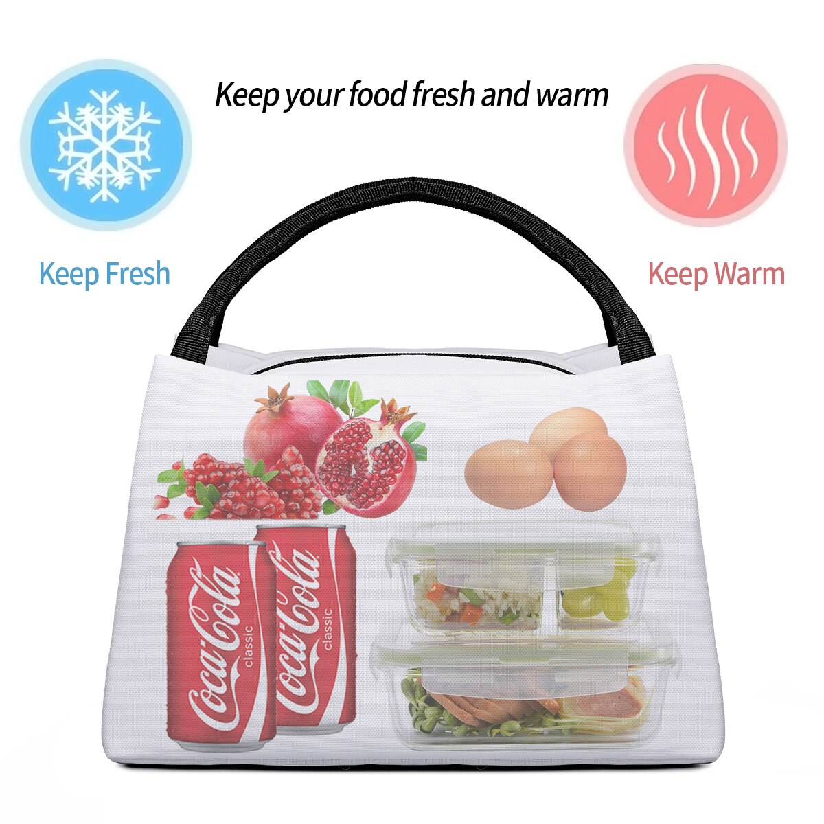 NOISYDESIGNS Kawaii Portable Lunch Bag French Bulldog Print Thermal Insulated Lunch Tote Cooler Picnic Handbag Bento Pouch Women